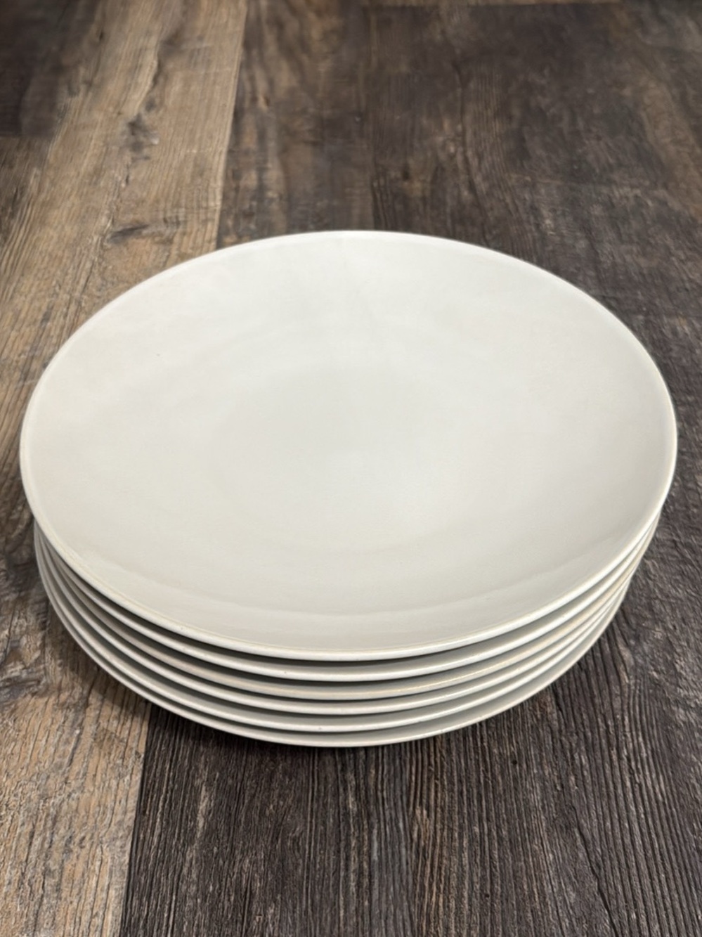 Crate&Barrel White Ceramic Dinner Plates - Set of 6